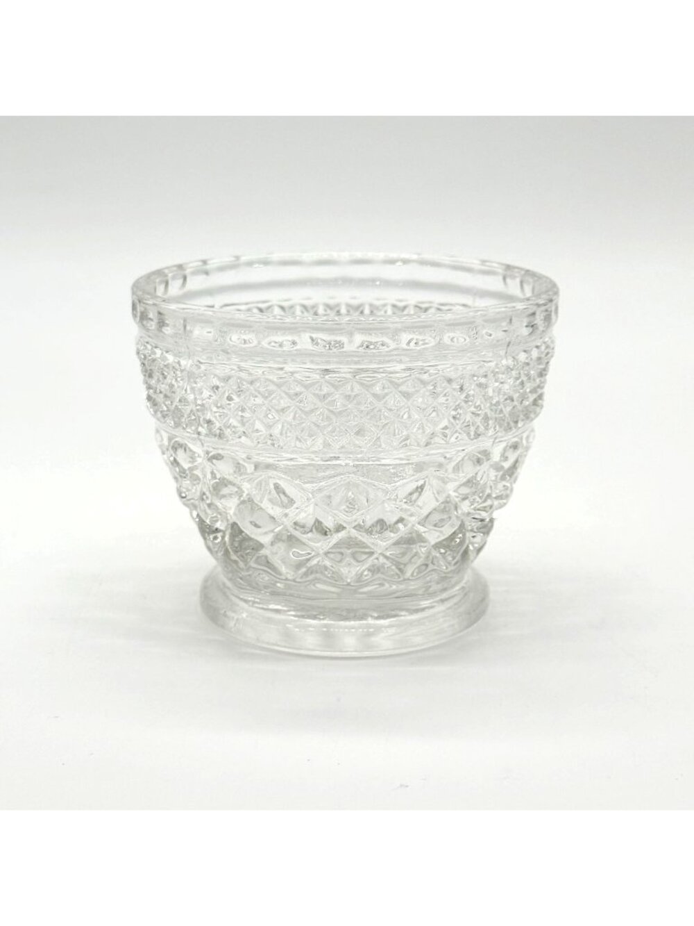 Anchor Hocking Wexford Clear Glass Sugar Bowl Geometric Design 3.5" Diameter X 3